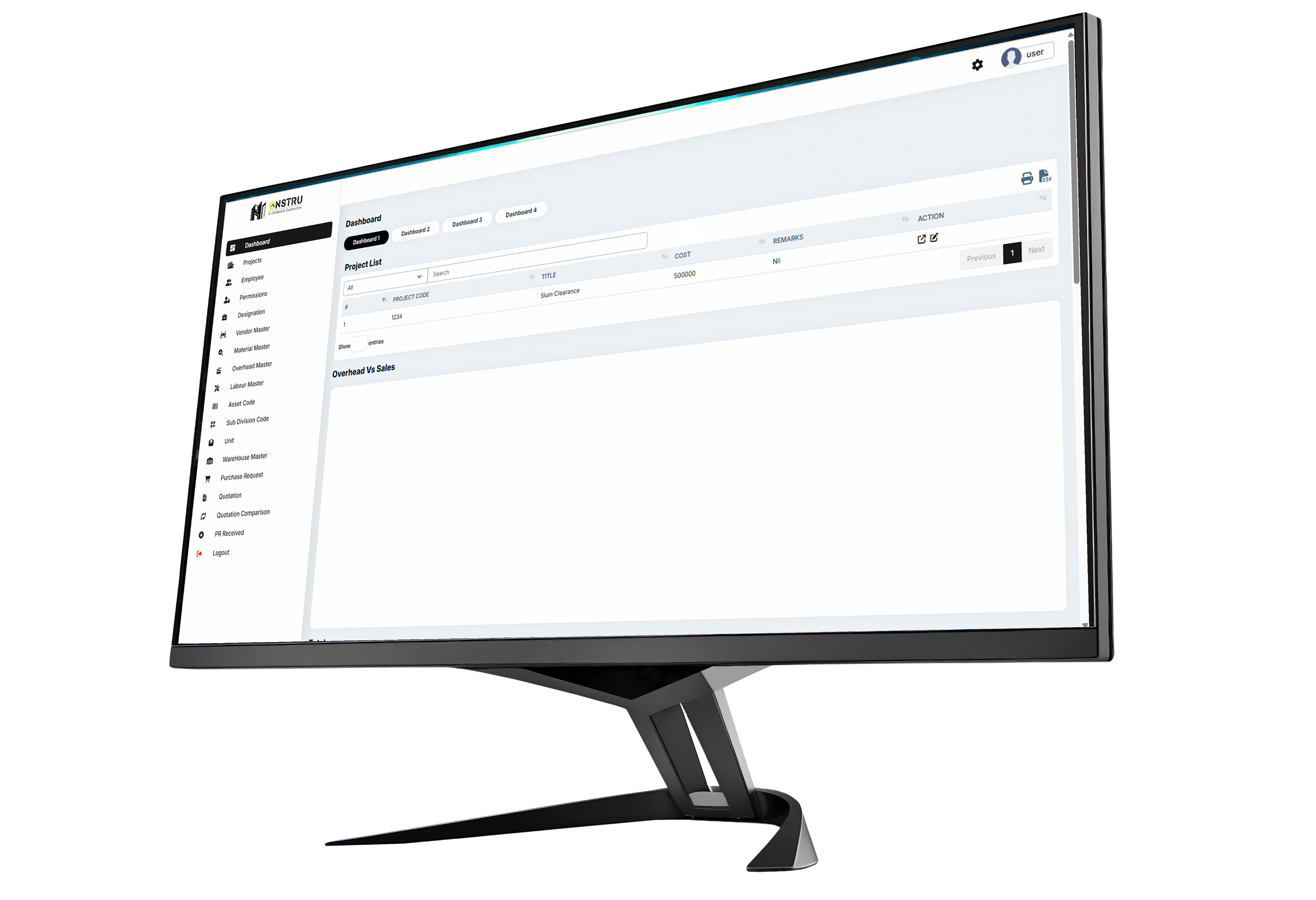 Onstru Dashboard Interface